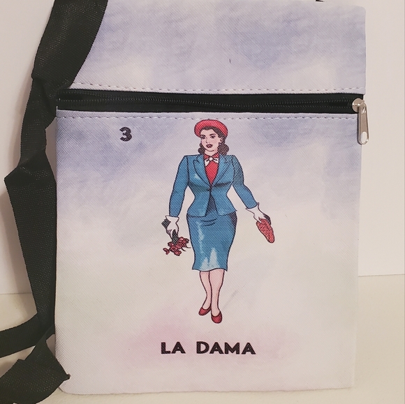 New! Mexican Loteria La Dama Cross Body Zip Bag - Picture 1 of 5